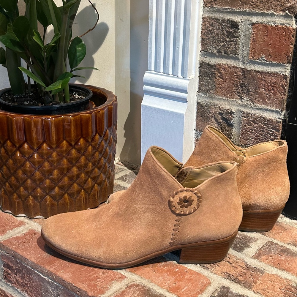Jack Rogers Tan Suede Ankle Booties